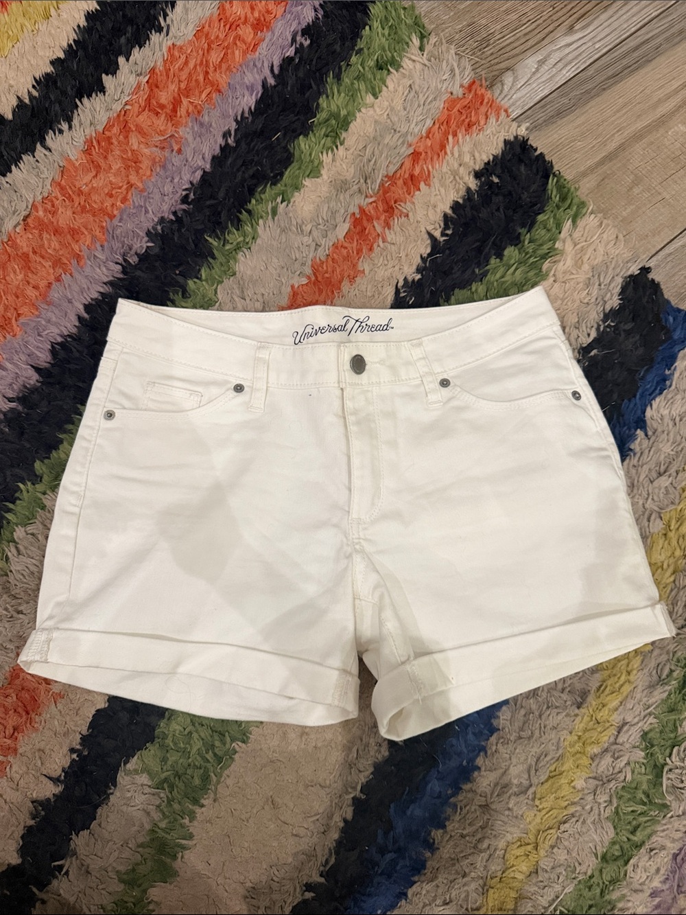 Universal Thread White High-Rise Cuffed Shorts